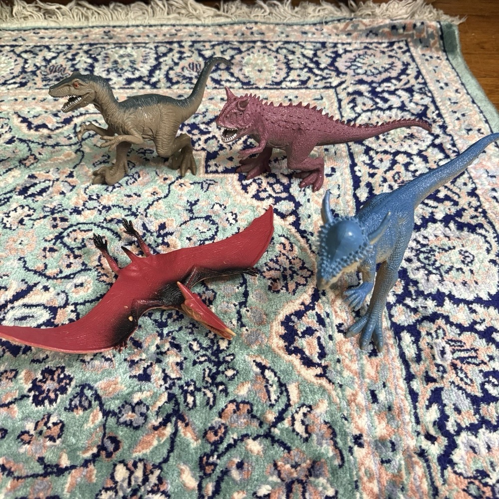 Vtg Boley Dinosaur Figures Mix Lot 4 Jurassic Collection Science Toy Moving Jaw